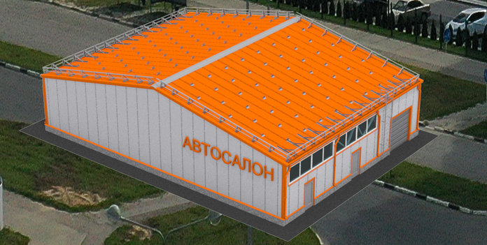 Шоурум автомобильный из металлоконструкций