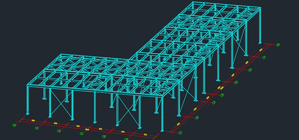 3-мерная модель каркаса здания из металлоконструкций
