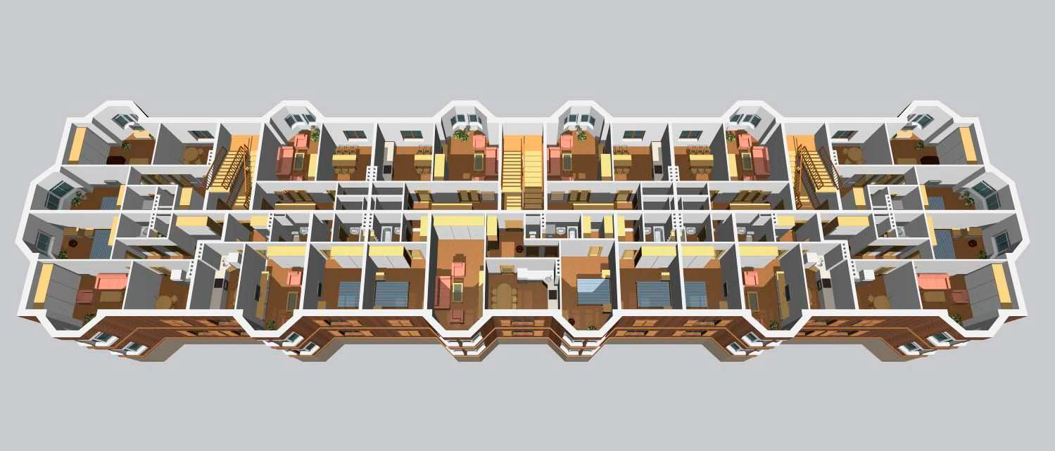 План типового этажа с расстановкой мебели